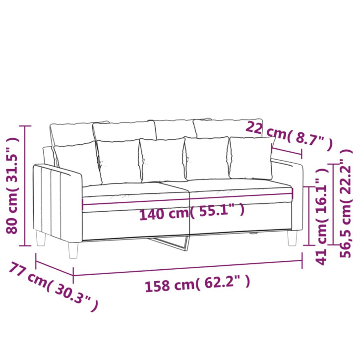 Dvivietė sofa, tamsiai žalios spalvos, 140cm, aksomas