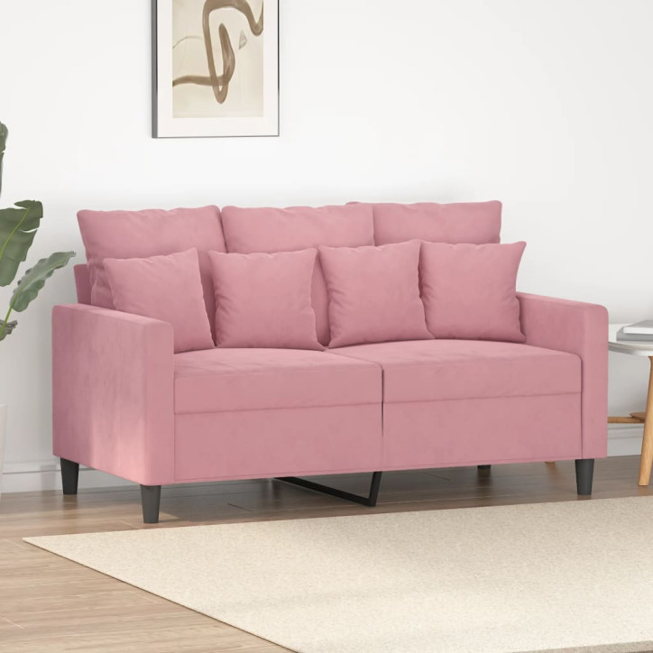 Dvivietė sofa, rožinės spalvos, 120cm, aksomas