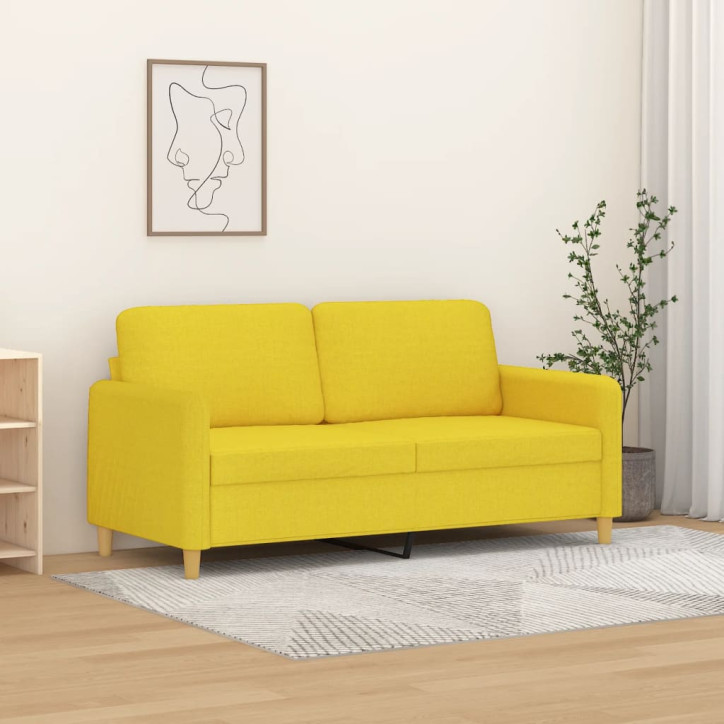 Dvivietė sofa, šviesiai geltonos spalvos, 140cm, audinys