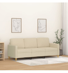 Trivietė sofa, kreminės spalvos, 180cm, audinys