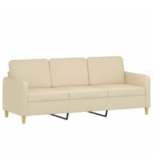 Trivietė sofa, kreminės spalvos, 180cm, audinys