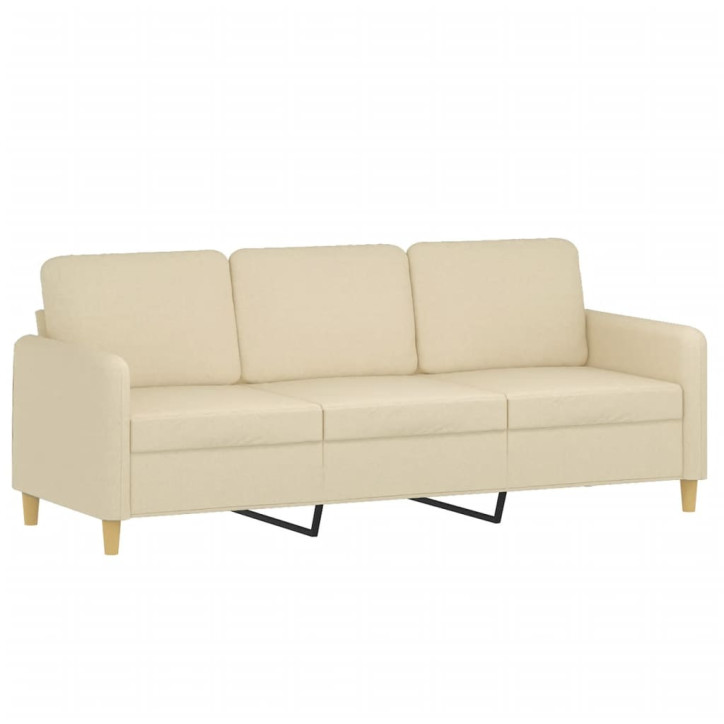 Trivietė sofa, kreminės spalvos, 180cm, audinys