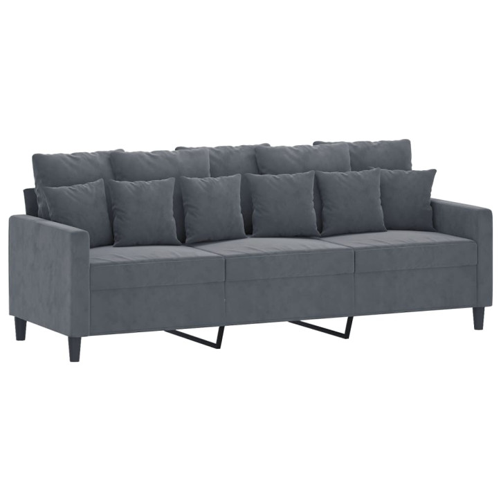 Trivietė sofa su pakoja, tamsiai pilkos spalvos, 180cm, aksomas