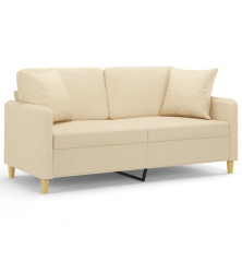 Dvivietė sofa su pagalvėlėmis, kreminės spalvos, 140cm, audinys