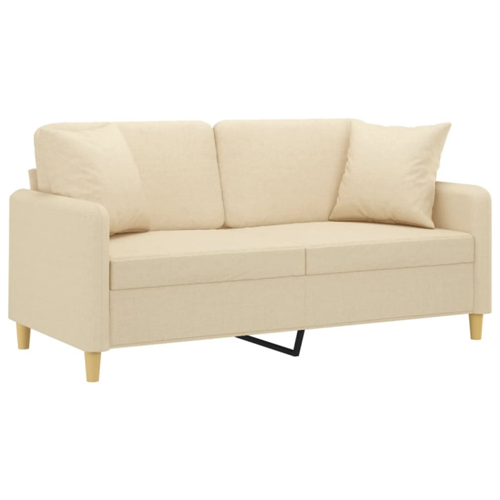 Dvivietė sofa su pagalvėlėmis, kreminės spalvos, 140cm, audinys