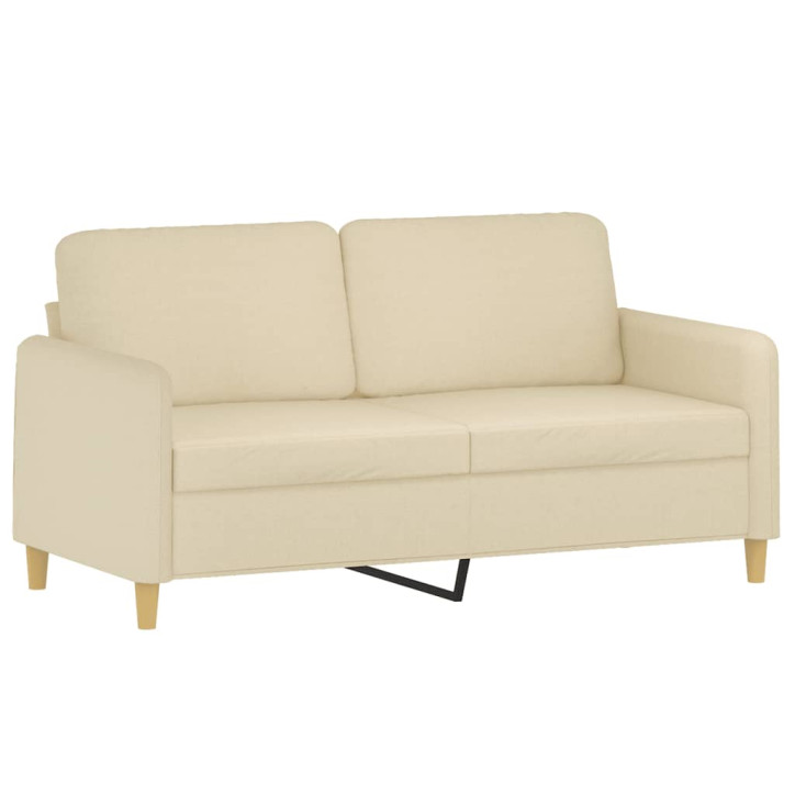 Dvivietė sofa su pagalvėlėmis, kreminės spalvos, 140cm, audinys