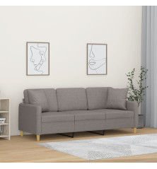 Trivietė sofa su pagalvėlėmis, taupe spalvos, 180cm, audinys