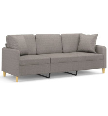 Trivietė sofa su pagalvėlėmis, taupe spalvos, 180cm, audinys