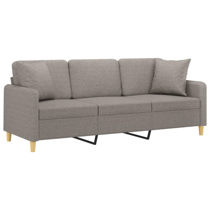 Trivietė sofa su pagalvėlėmis, taupe spalvos, 180cm, audinys