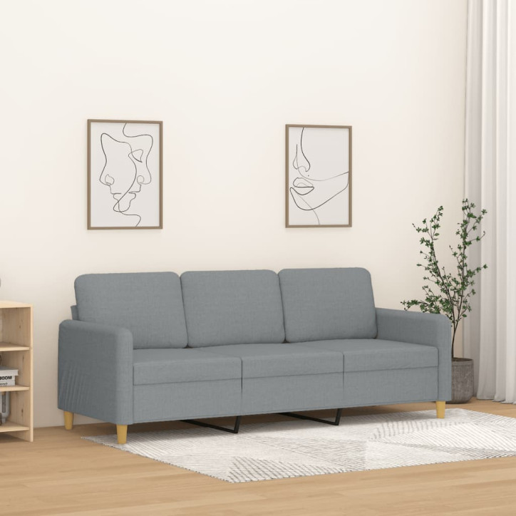 Trivietė sofa, šviesiai pilkos spalvos, 180cm, audinys