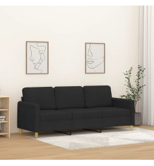 Trivietė sofa, juodos spalvos, 180cm, audinys