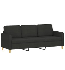 Trivietė sofa, juodos spalvos, 180cm, audinys