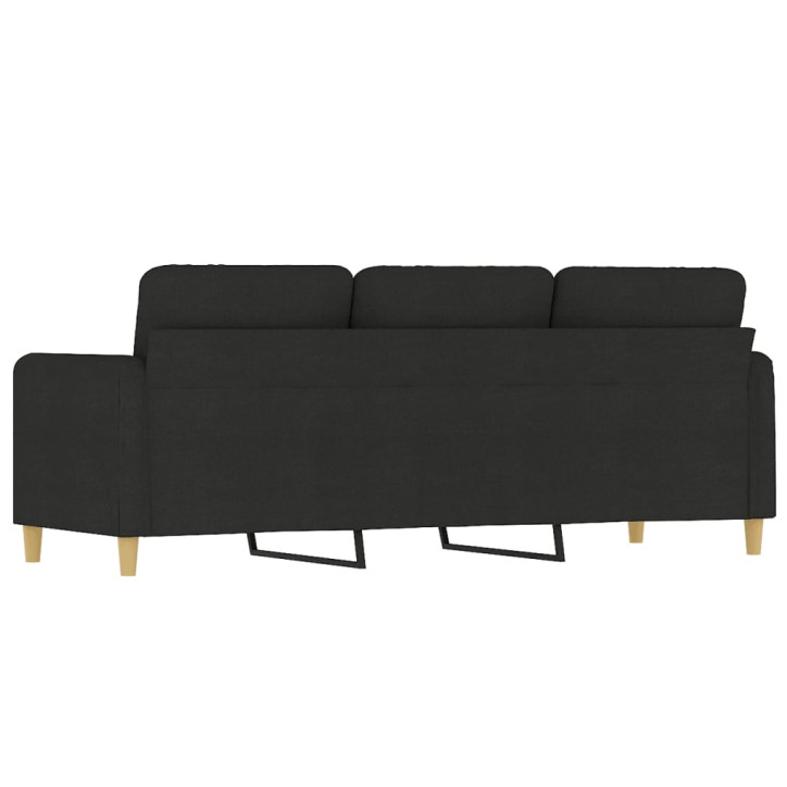 Trivietė sofa, juodos spalvos, 180cm, audinys