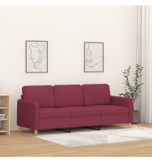 Trivietė sofa, raudonojo vyno spalvos, 180cm, audinys