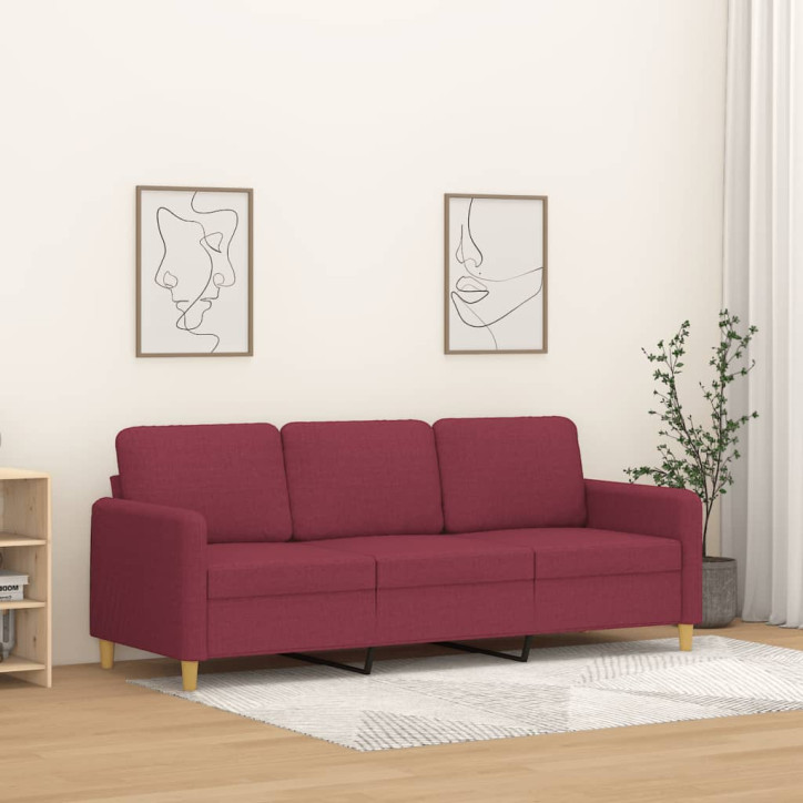 Trivietė sofa, raudonojo vyno spalvos, 180cm, audinys