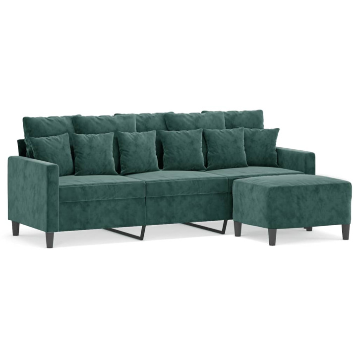 Trivietė sofa su pakoja, tamsiai žalios spalvos, 180cm, aksomas