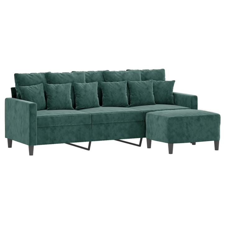 Trivietė sofa su pakoja, tamsiai žalios spalvos, 180cm, aksomas