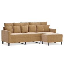 Trivietė sofa su pakoja, rudos spalvos, 180cm, aksomas