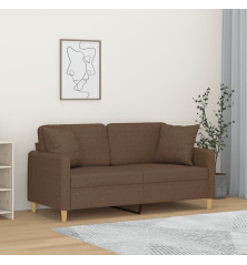 Dvivietė sofa su pagalvėlėmis, rudos spalvos, 140cm, audinys