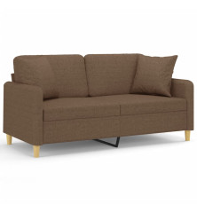 Dvivietė sofa su pagalvėlėmis, rudos spalvos, 140cm, audinys