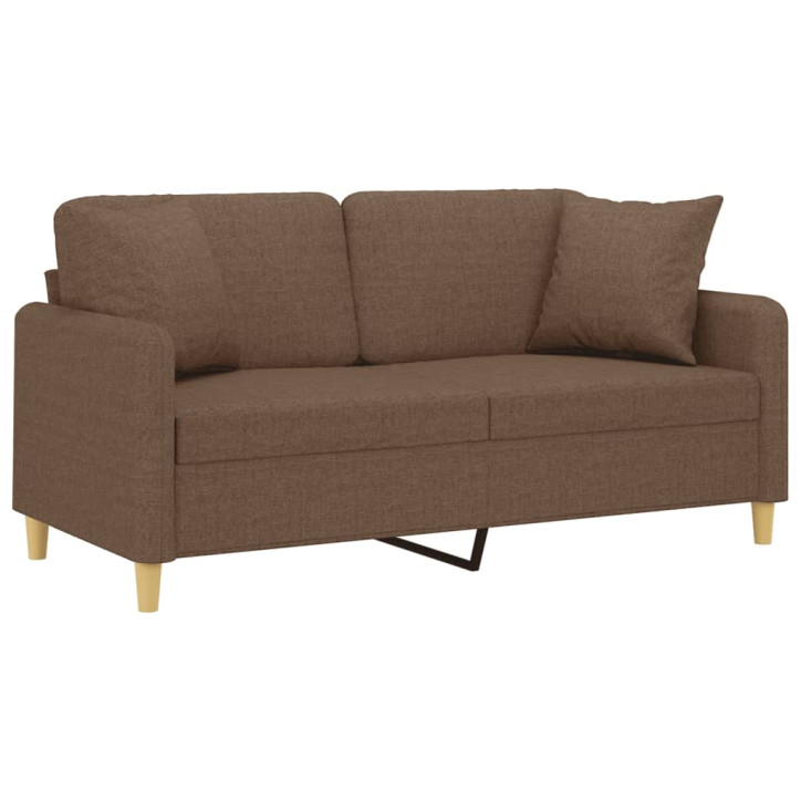 Dvivietė sofa su pagalvėlėmis, rudos spalvos, 140cm, audinys