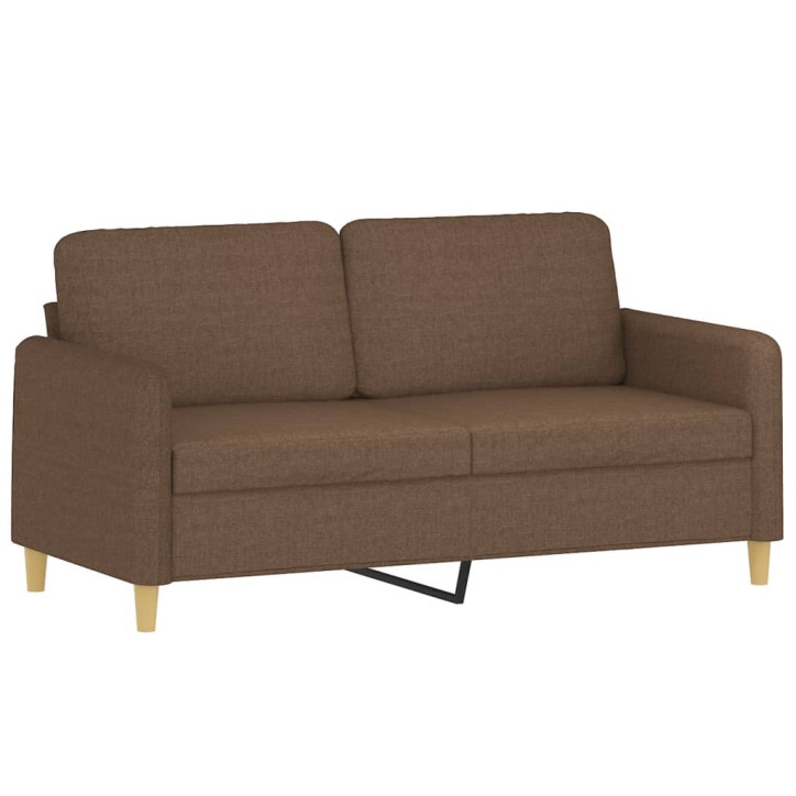 Dvivietė sofa su pagalvėlėmis, rudos spalvos, 140cm, audinys