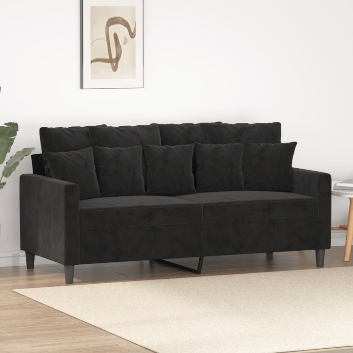 Dvivietė sofa, juodos spalvos, 140cm, aksomas