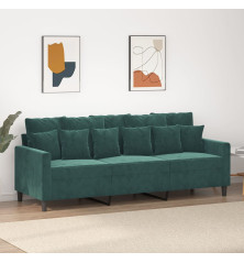 Trivietė sofa, tamsiai žalios spalvos, 180cm, aksomas