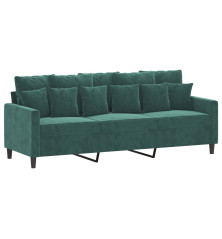 Trivietė sofa, tamsiai žalios spalvos, 180cm, aksomas