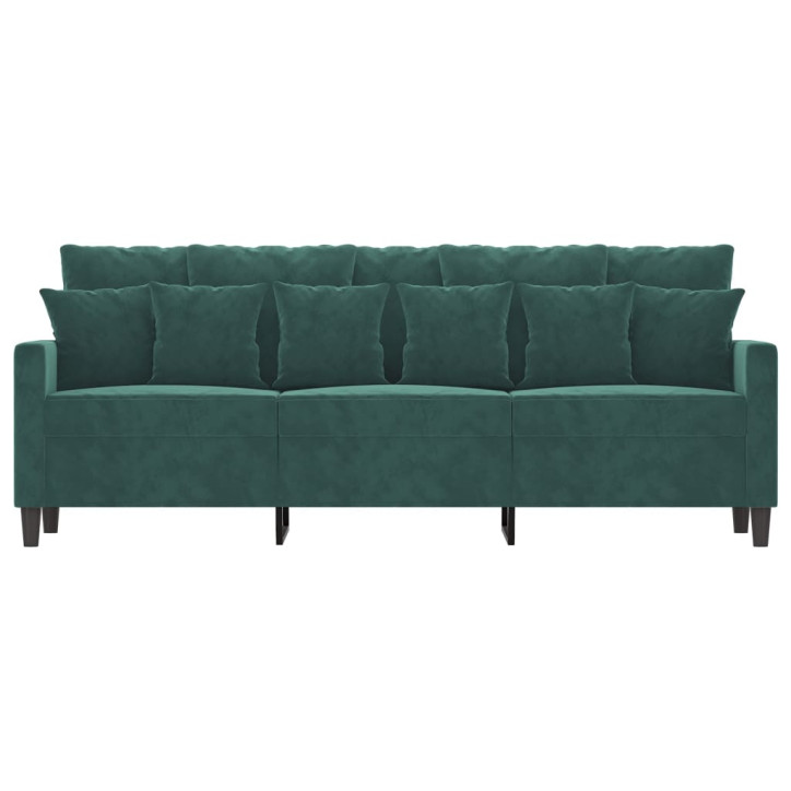 Trivietė sofa, tamsiai žalios spalvos, 180cm, aksomas