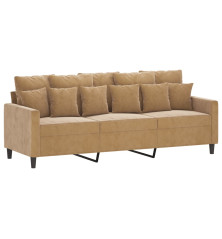 Trivietė sofa, rudos spalvos, 180cm, aksomas