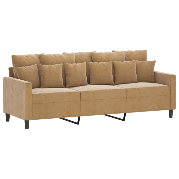 Trivietė sofa, rudos spalvos, 180cm, aksomas