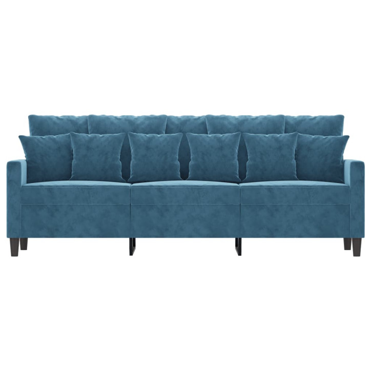 Trivietė sofa, mėlynos spalvos, 180cm, aksomas