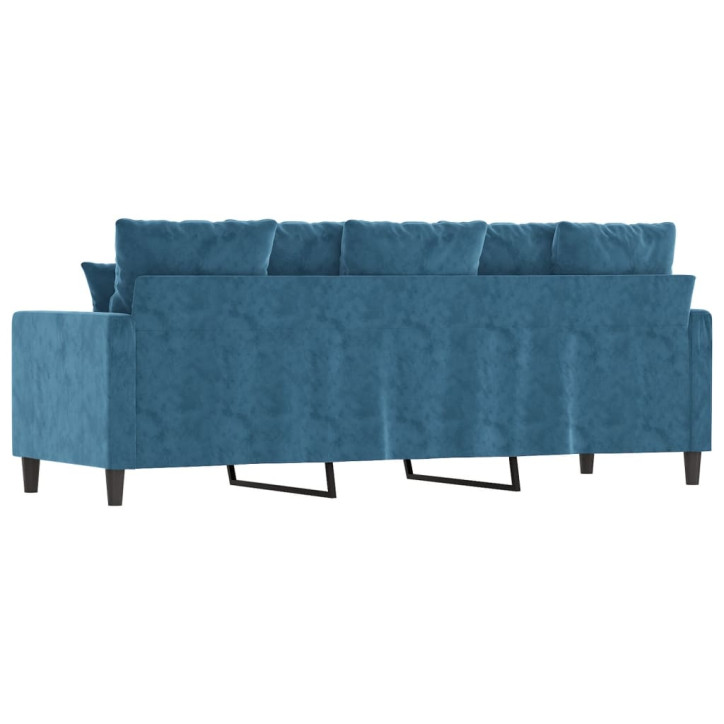 Trivietė sofa, mėlynos spalvos, 180cm, aksomas