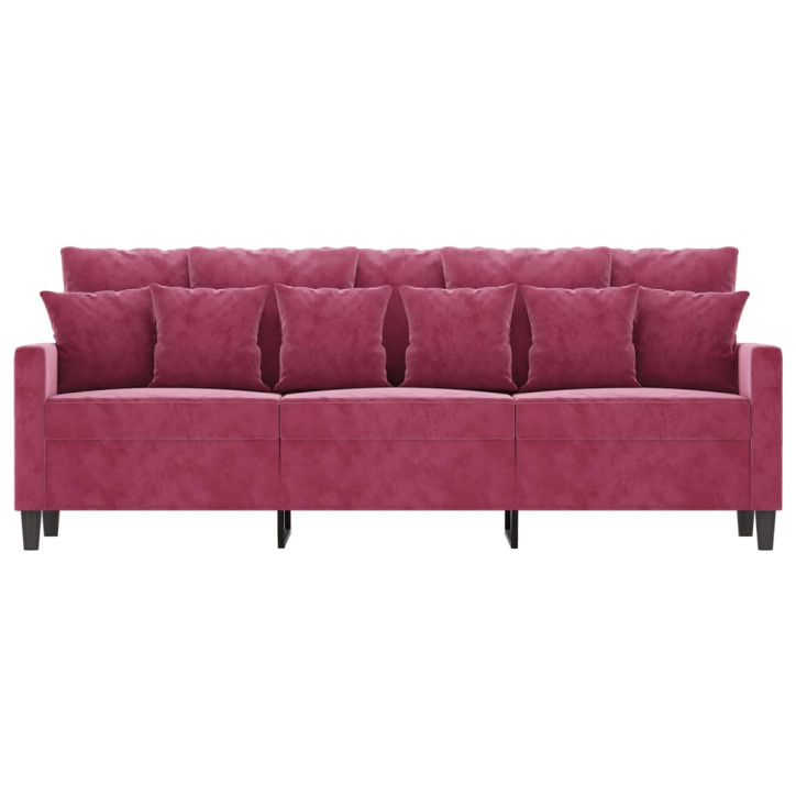 Trivietė sofa, raudonojo vyno spalvos, 180cm, aksomas