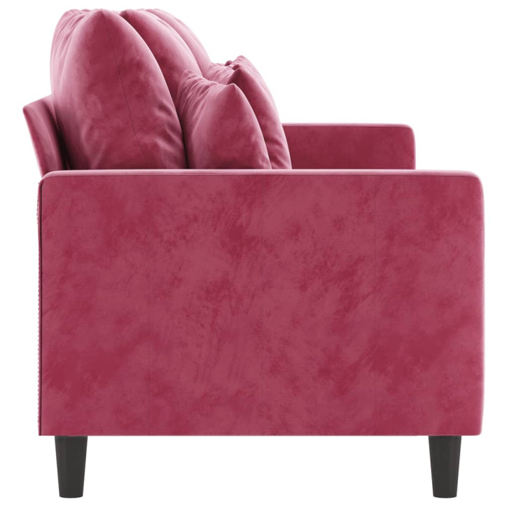 Trivietė sofa, raudonojo vyno spalvos, 180cm, aksomas