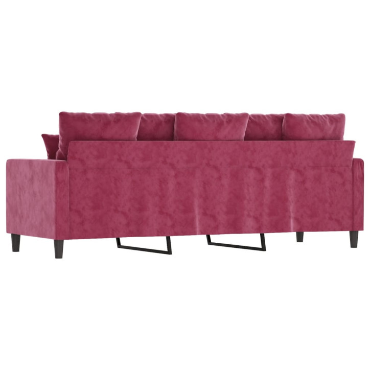 Trivietė sofa, raudonojo vyno spalvos, 180cm, aksomas