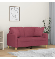 Dvivietė sofa su pagalvėlėmis, raudonojo vyno, 120cm, audinys