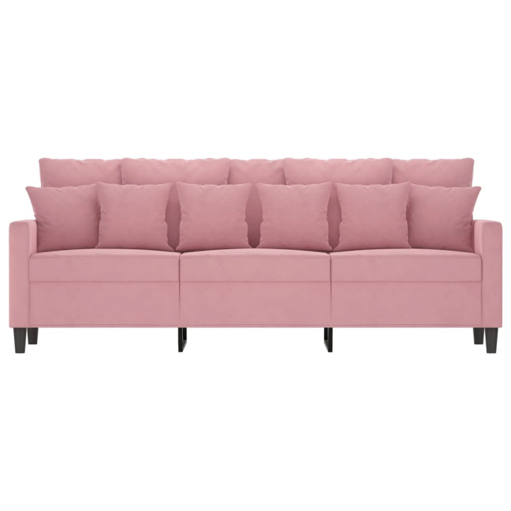 Trivietė sofa, rožinės spalvos, 180cm, aksomas