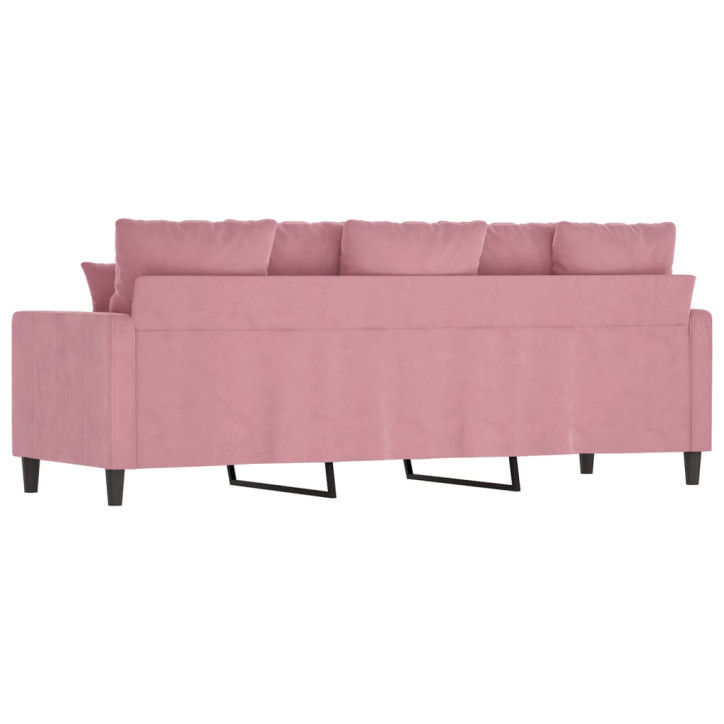 Trivietė sofa, rožinės spalvos, 180cm, aksomas