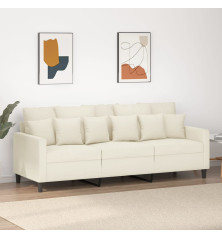 Trivietė sofa, kreminės spalvos, 180cm, aksomas