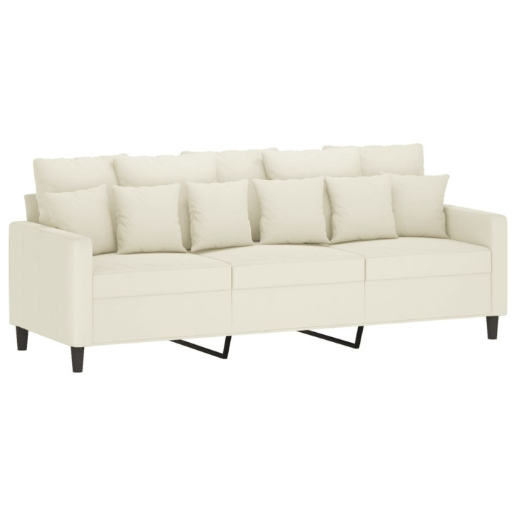 Trivietė sofa, kreminės spalvos, 180cm, aksomas