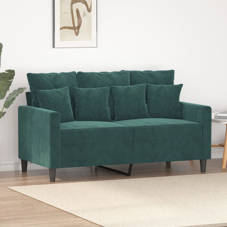 Dvivietė sofa, tamsiai žalios spalvos, 120cm, aksomas