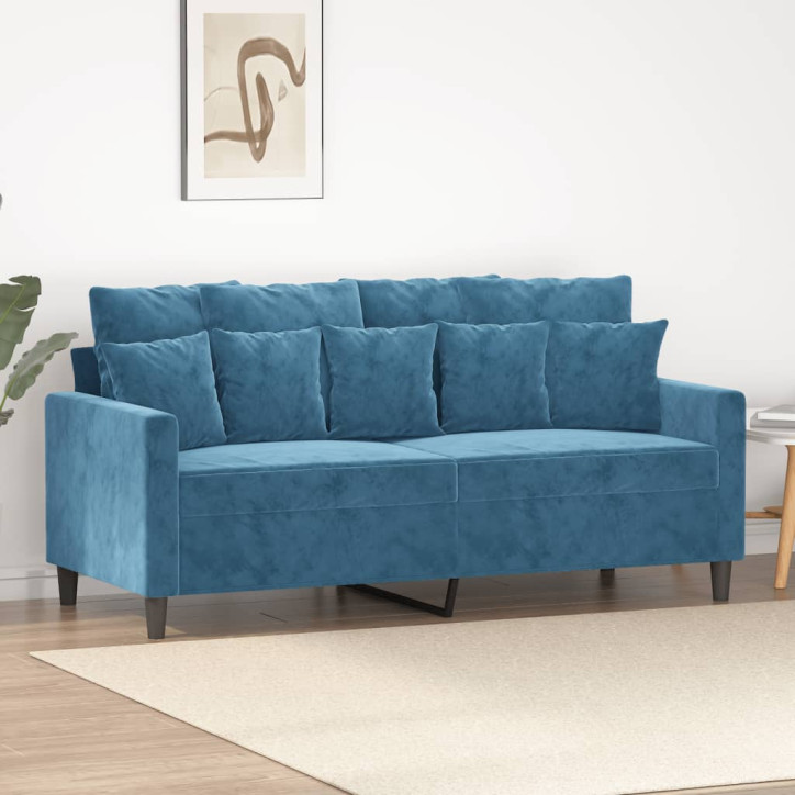 Dvivietė sofa, mėlynos spalvos, 140cm, aksomas