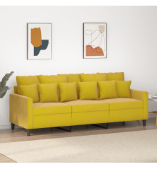 Trivietė sofa, geltonos spalvos, 180cm, aksomas