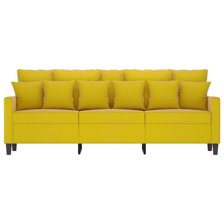 Trivietė sofa, geltonos spalvos, 180cm, aksomas