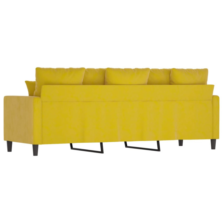 Trivietė sofa, geltonos spalvos, 180cm, aksomas