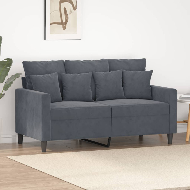 Dvivietė sofa, tamsiai pilkos spalvos, 120cm, aksomas