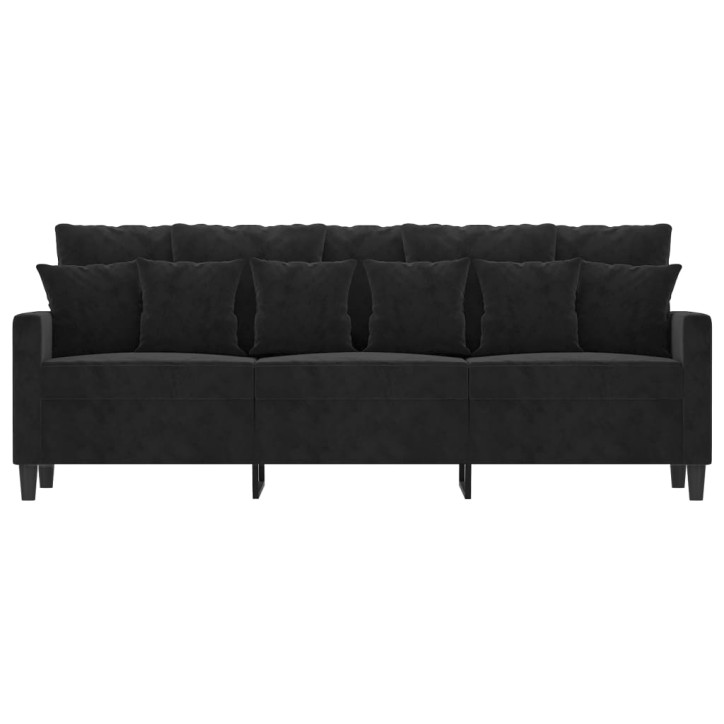 Trivietė sofa, juodos spalvos, 180cm, aksomas