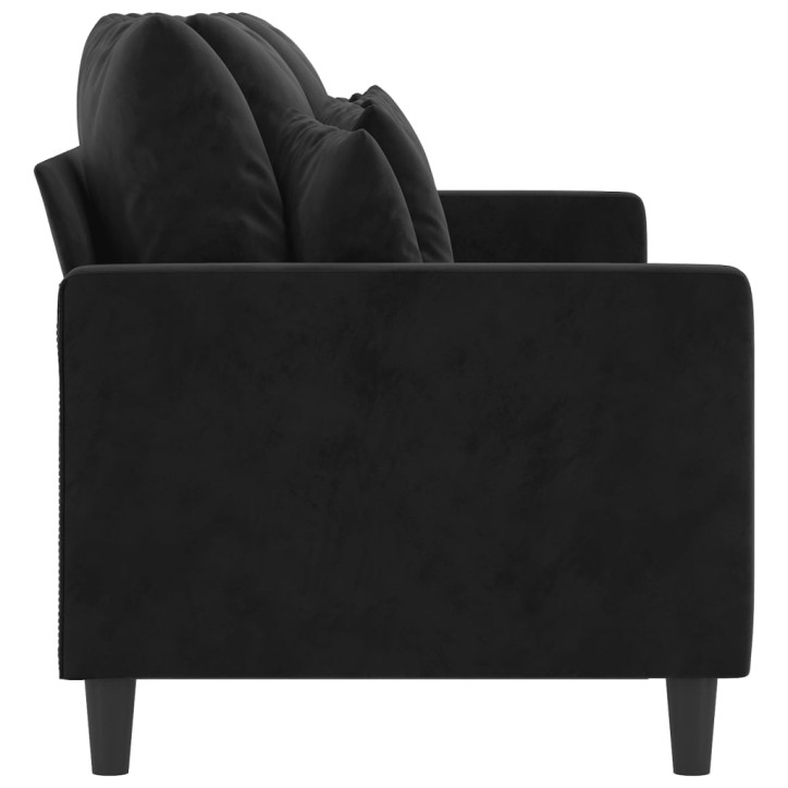 Trivietė sofa, juodos spalvos, 180cm, aksomas